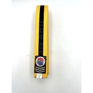 ProForce Double Wrap Solid Karate Martial Arts Belt Yellow/Black Stripe SIZE 2